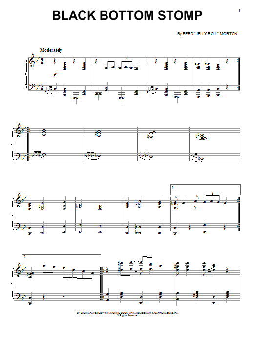 Jelly Roll Morton Black Bottom Stomp sheet music notes and chords arranged for Piano, Vocal & Guitar Chords (Right-Hand Melody)