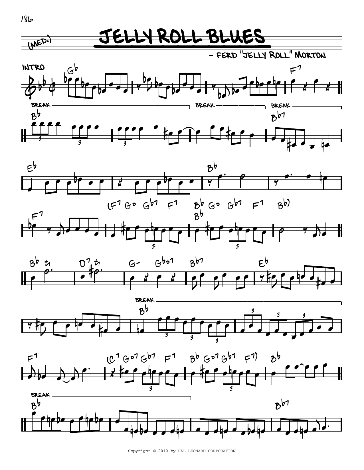 Jelly Roll Morton Jelly Roll Blues (arr. Robert Rawlins) sheet music notes and chords arranged for Real Book – Melody, Lyrics & Chords