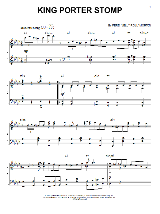 Jelly Roll Morton King Porter Stomp (arr. Brent Edstrom) sheet music notes and chords arranged for Piano Solo