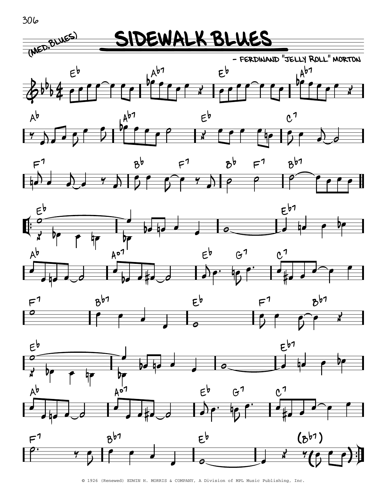 Jelly Roll Morton Sidewalk Blues (arr. Robert Rawlins) sheet music notes and chords arranged for Real Book – Melody, Lyrics & Chords