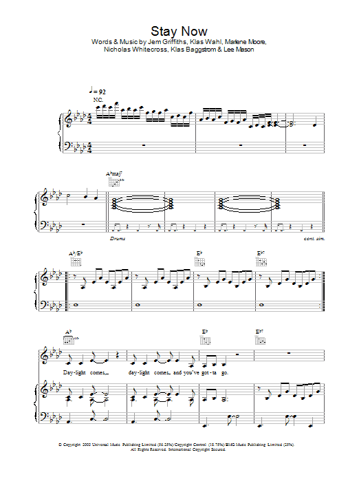 Jem Stay Now sheet music notes and chords arranged for Lead Sheet / Fake Book