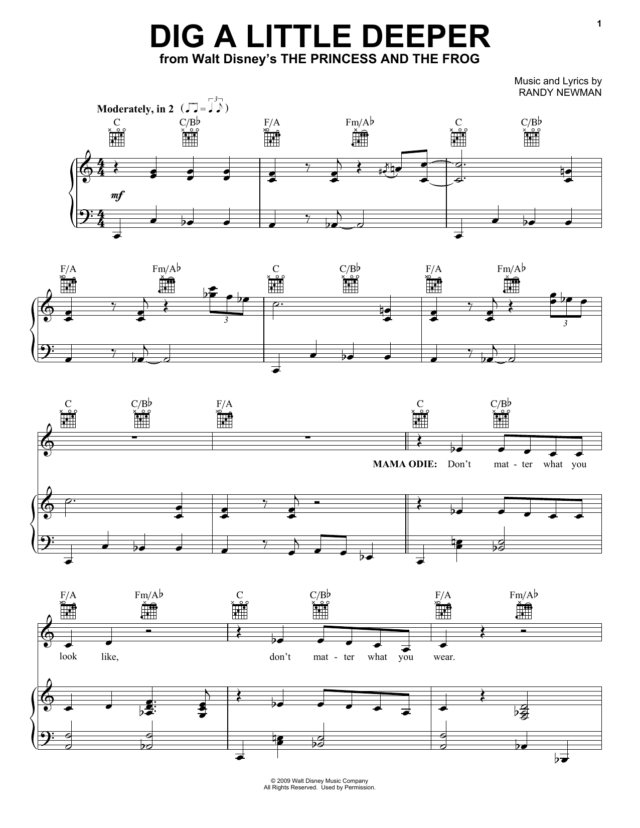 Jenifer Lewis Dig A Little Deeper sheet music notes and chords arranged for Easy Piano