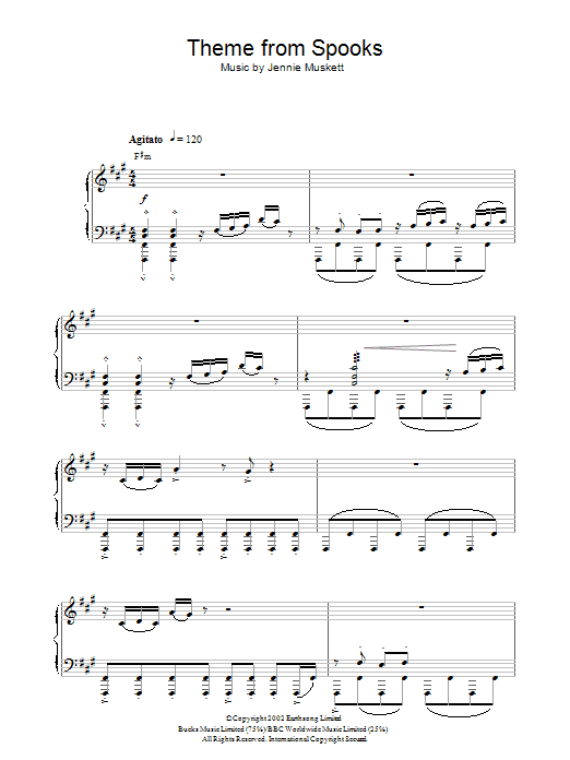 Jennie Muskett Theme from Spooks sheet music notes and chords arranged for Piano Solo
