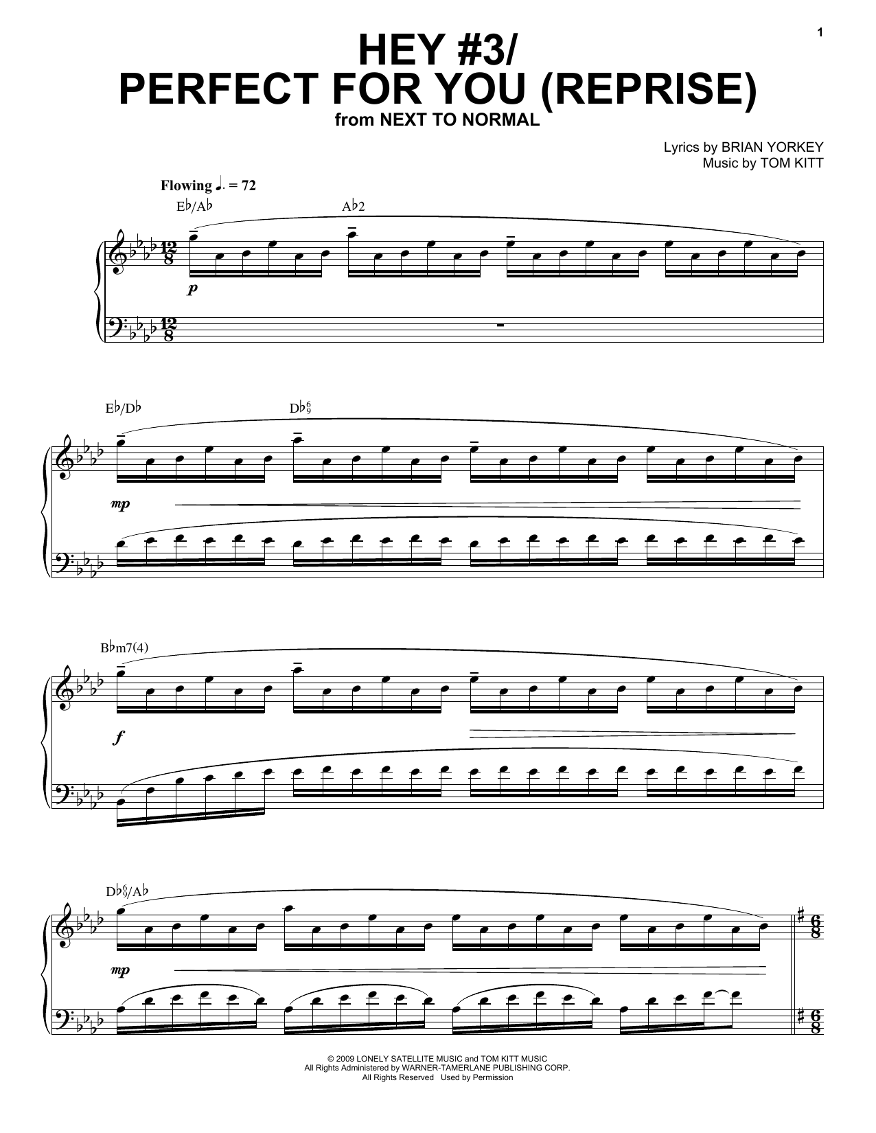 Jennifer Damiano & Adam Chanler-Berat Hey #3/Perfect For You (Reprise) (from Next to Normal) sheet music notes and chords arranged for Piano & Vocal