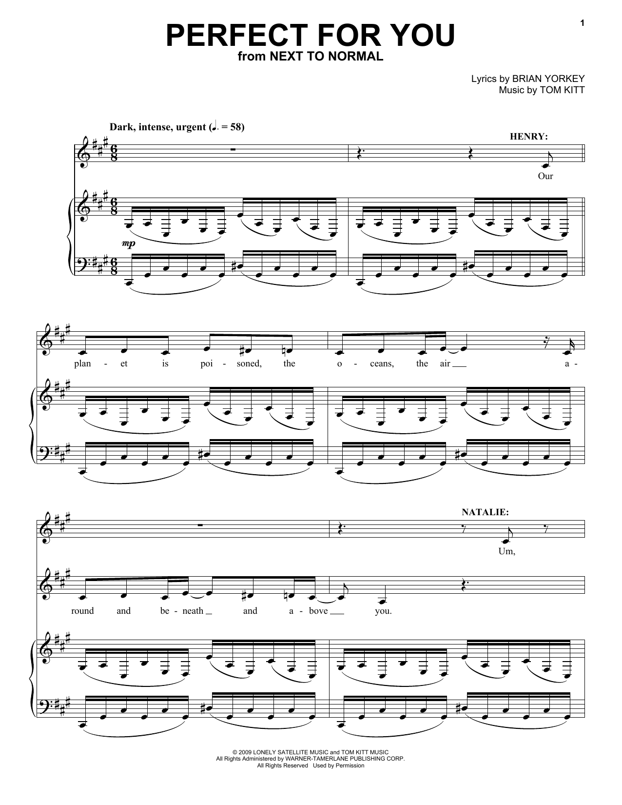 Jennifer Damiano & Adam Chanler-Berat Perfect For You (from Next to Normal) sheet music notes and chords arranged for Piano & Vocal