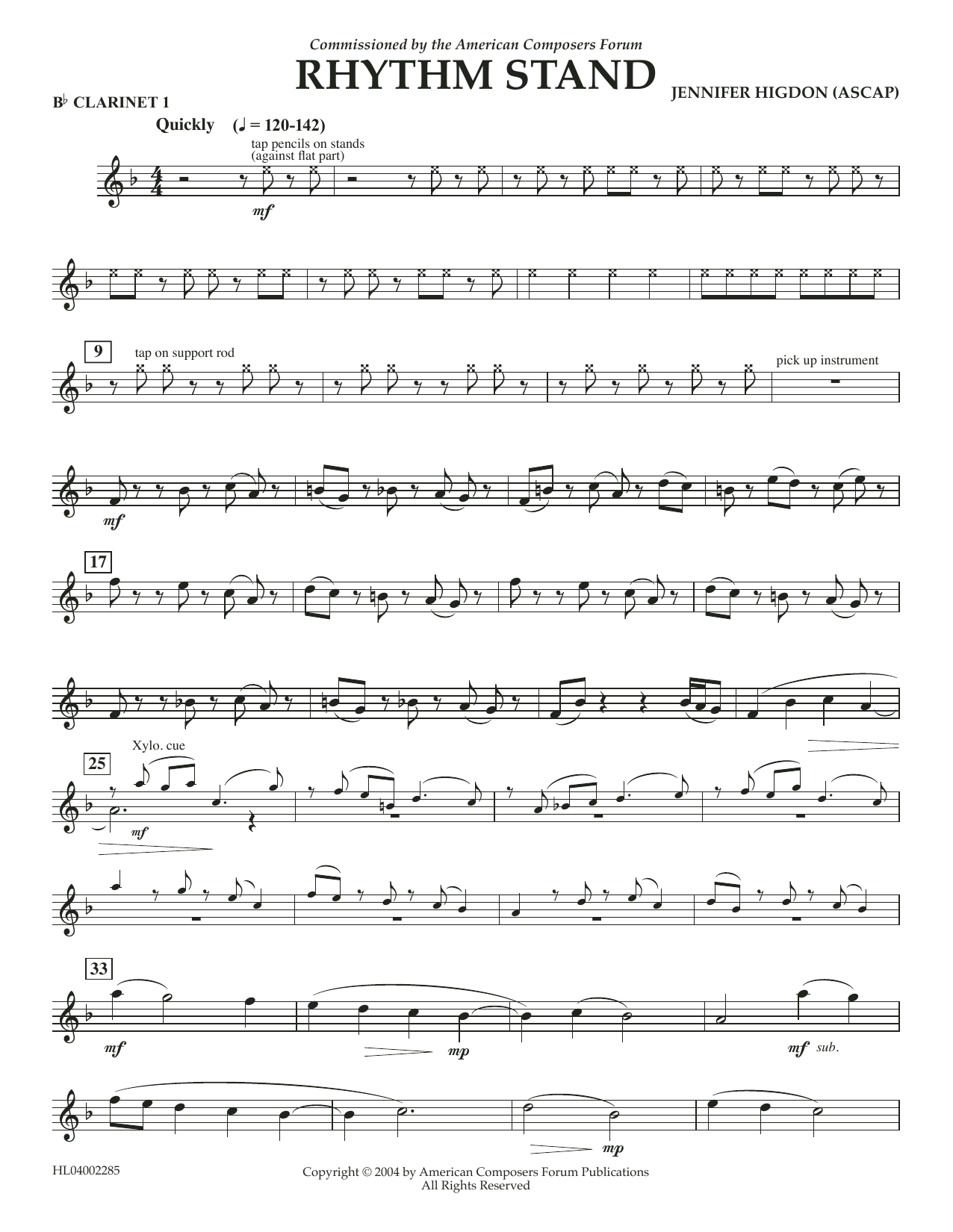 Jennifer Higdon Rhythm Stand - Bb Clarinet 1 sheet music notes and chords arranged for Concert Band