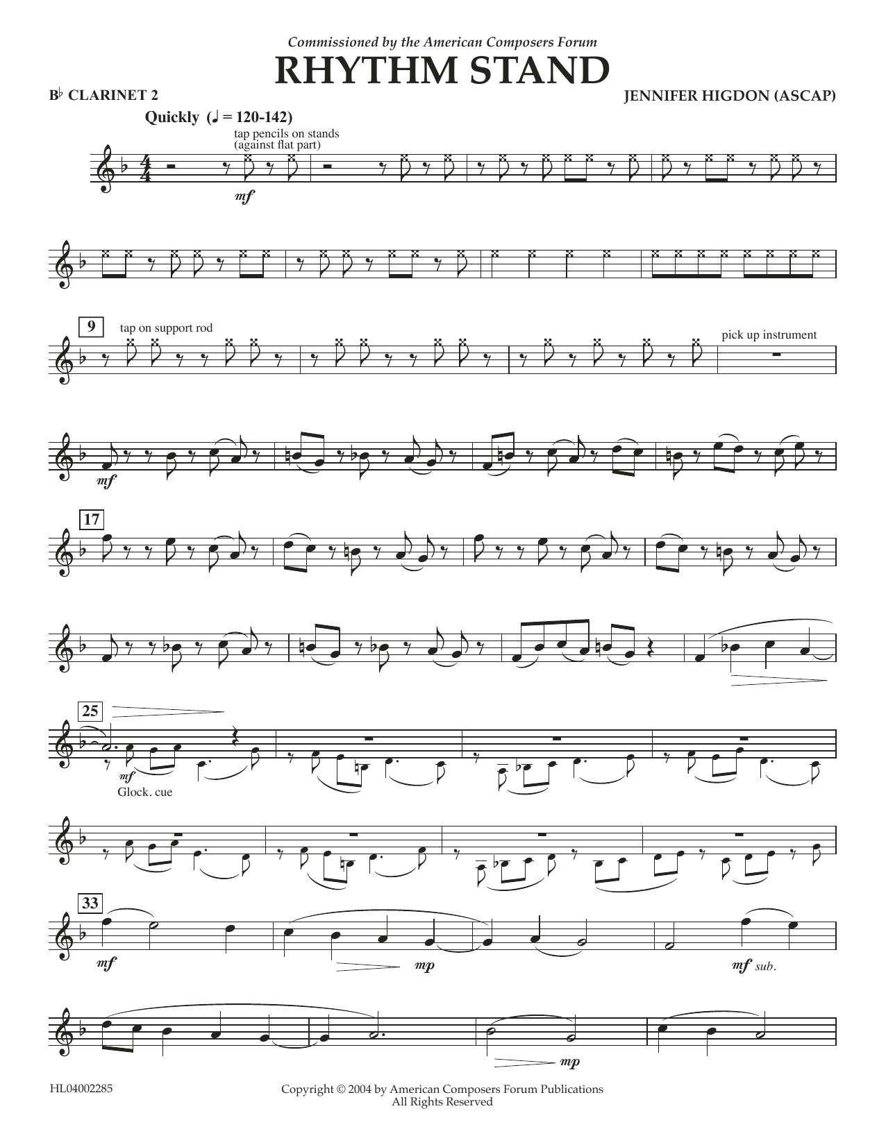 Jennifer Higdon Rhythm Stand - Bb Clarinet 2 sheet music notes and chords arranged for Concert Band