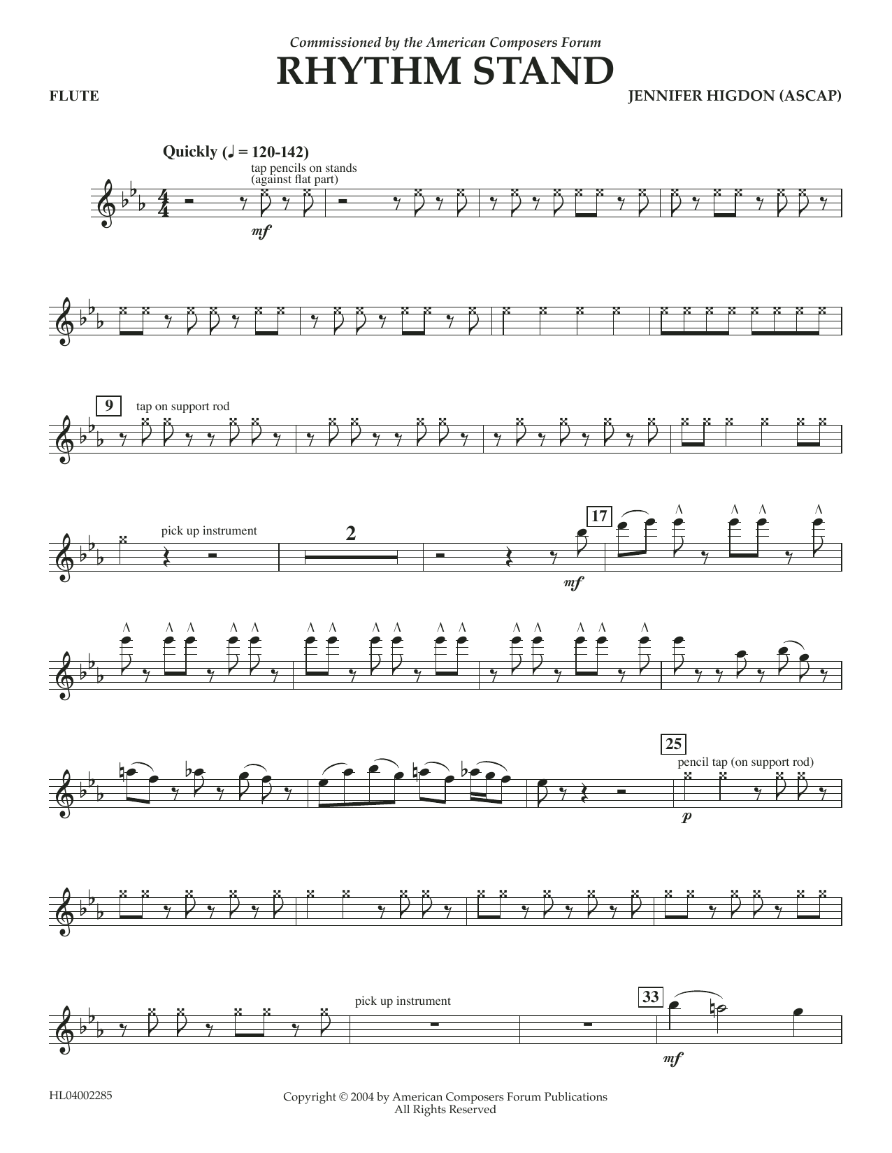 Jennifer Higdon Rhythm Stand - Flute sheet music notes and chords arranged for Concert Band