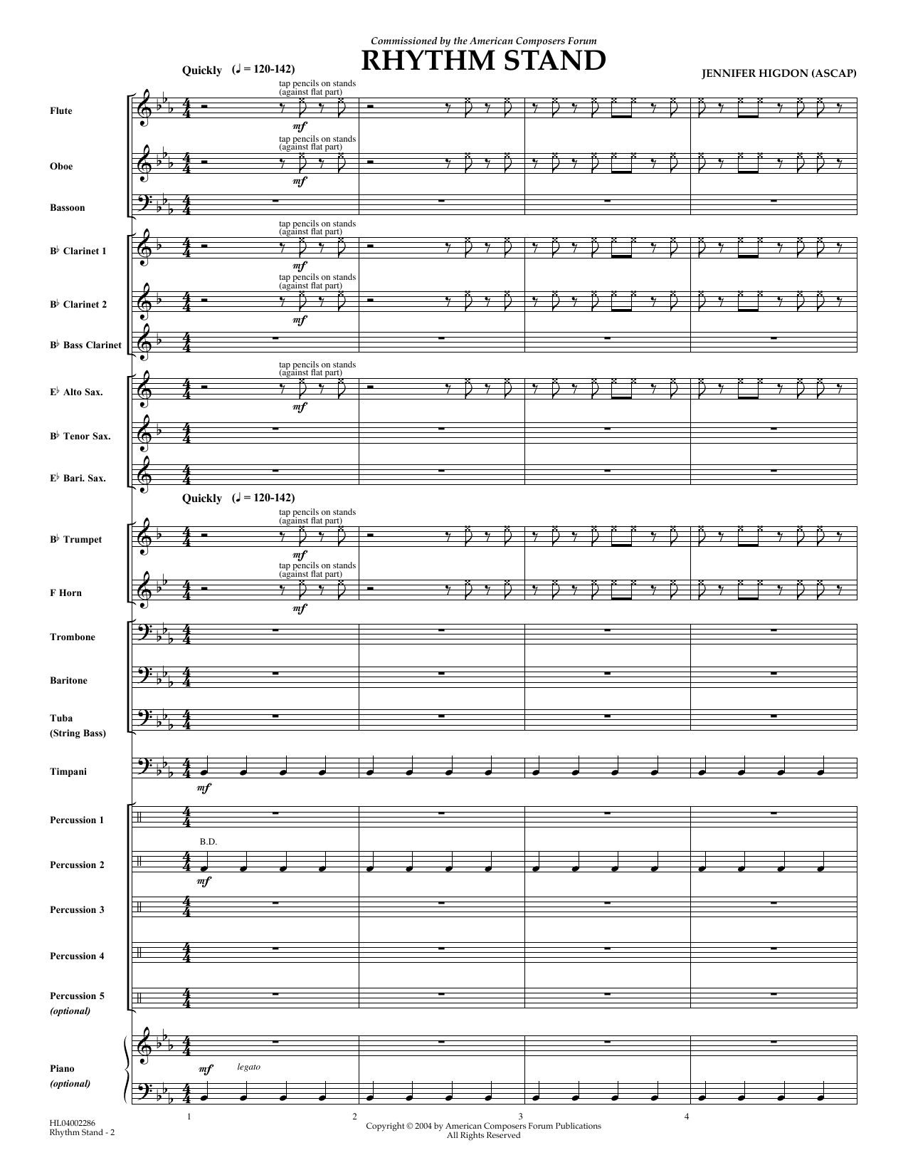 Jennifer Higdon Rhythm Stand - Full Score sheet music notes and chords arranged for Concert Band