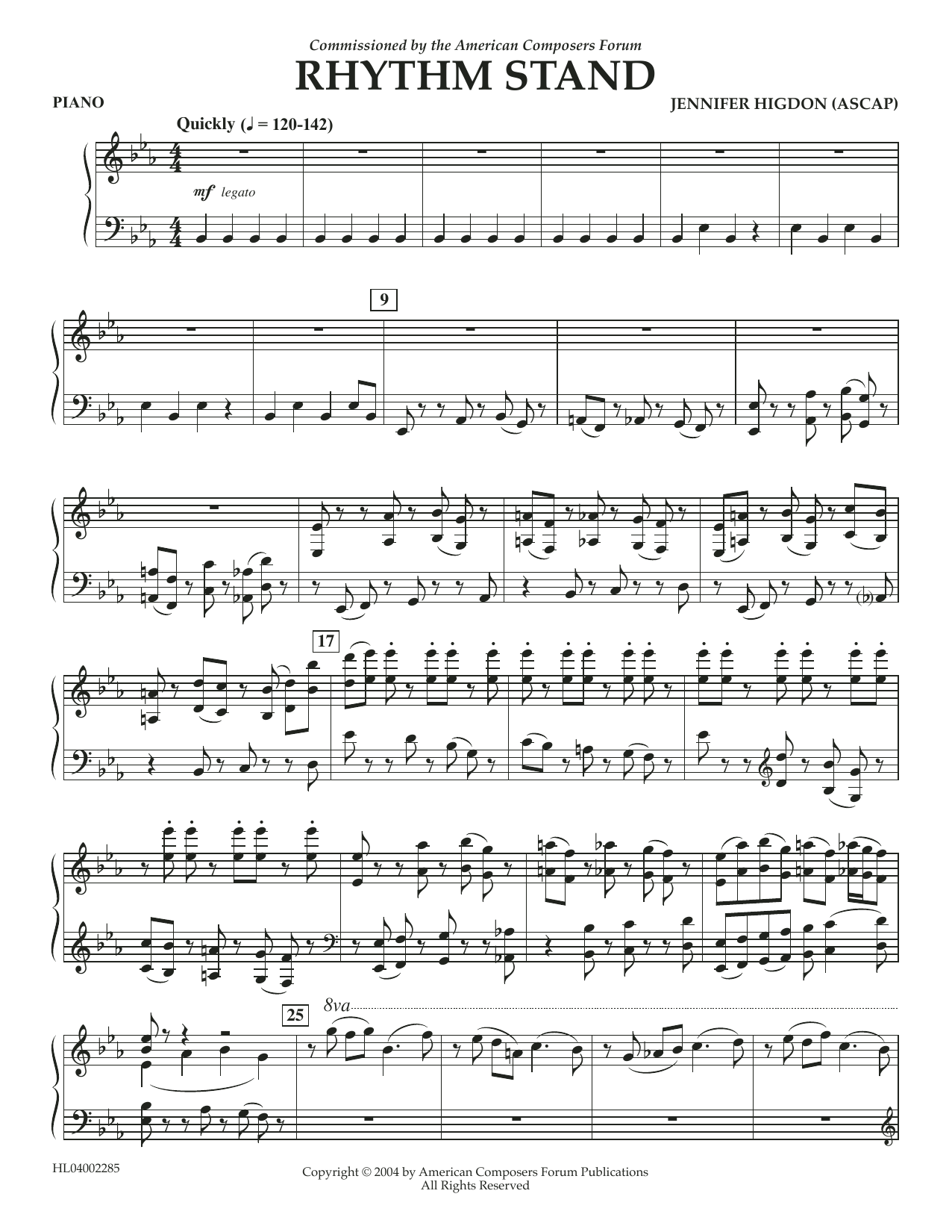 Jennifer Higdon Rhythm Stand - Piano Accompaniment sheet music notes and chords arranged for Concert Band