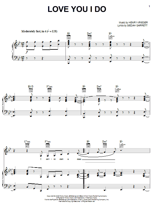 Jennifer Hudson Love You I Do sheet music notes and chords arranged for Piano, Vocal & Guitar Chords (Right-Hand Melody)