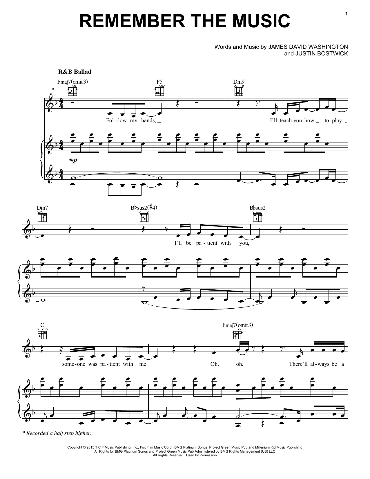 Jennifer Hudson Remember The Music sheet music notes and chords arranged for Piano, Vocal & Guitar Chords (Right-Hand Melody)