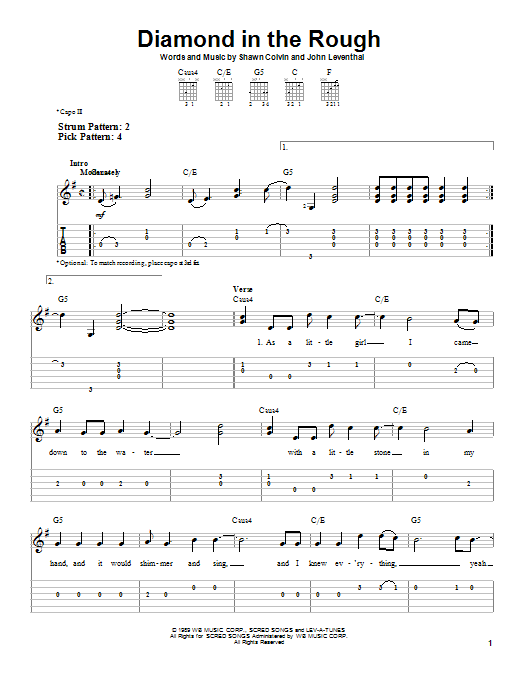 Jennifer Knapp Diamond In The Rough sheet music notes and chords arranged for Easy Guitar Tab