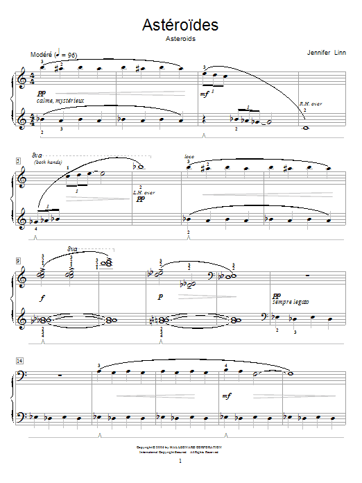 Jennifer Linn Asteroides (Asteroids) sheet music notes and chords arranged for Educational Piano