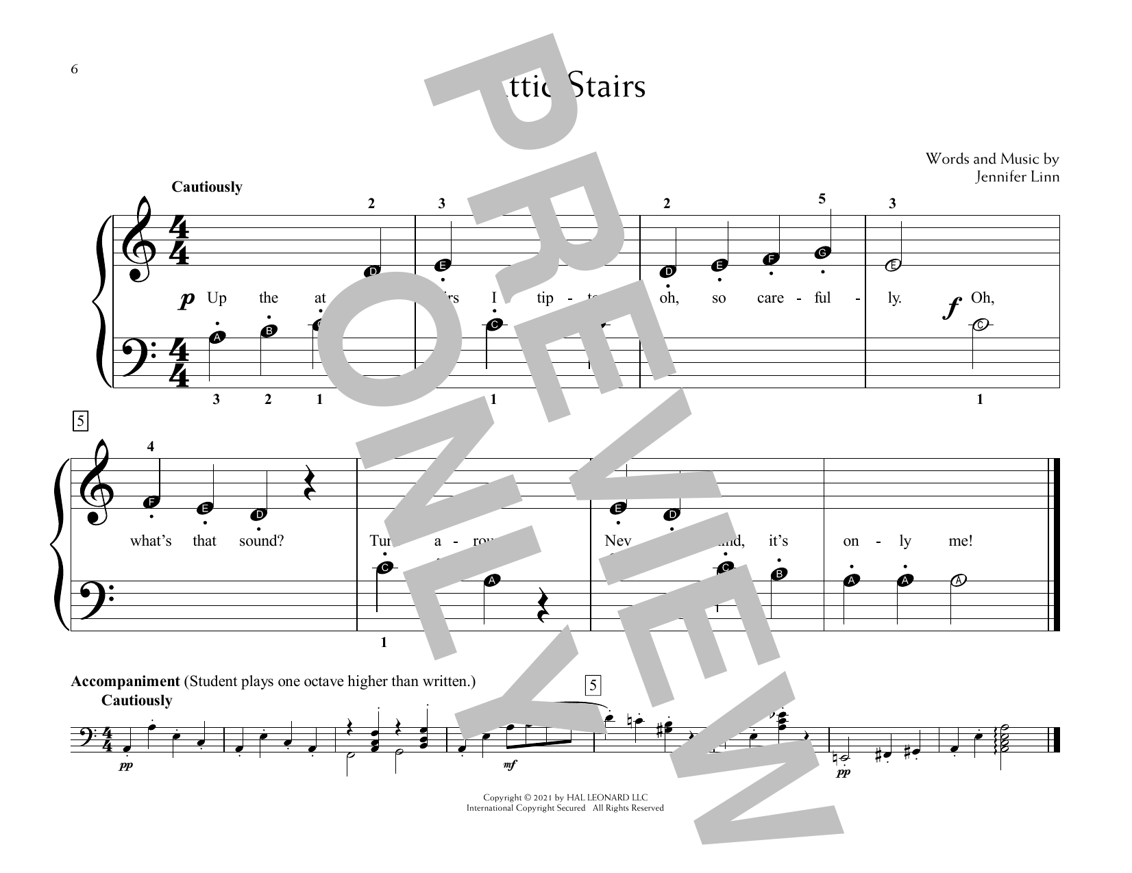Jennifer Linn Attic Stairs sheet music notes and chords arranged for Educational Piano