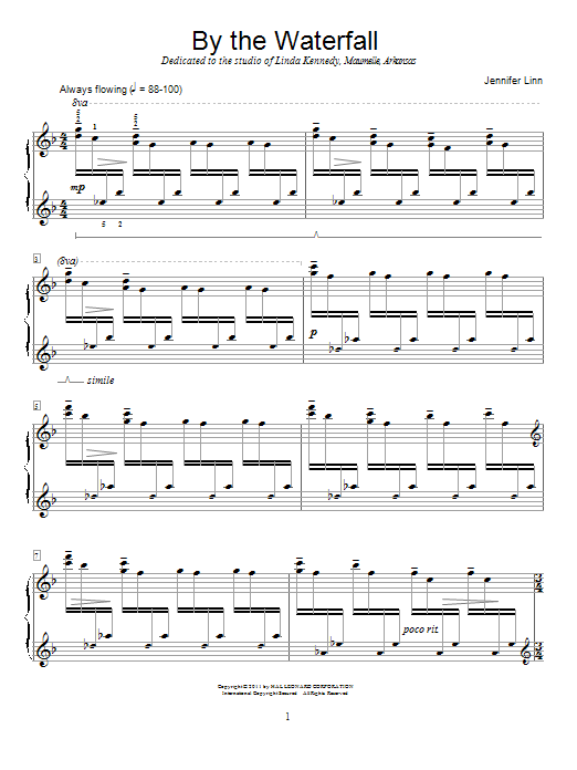 Jennifer Linn By The Waterfall sheet music notes and chords arranged for Educational Piano