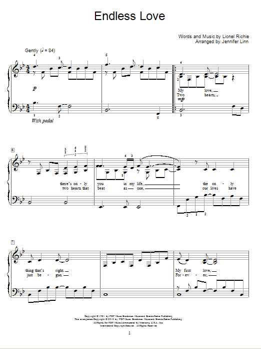 Jennifer Linn Endless Love sheet music notes and chords arranged for Educational Piano