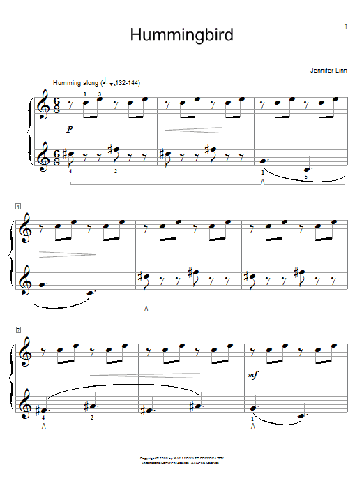 Jennifer Linn Hummingbird sheet music notes and chords arranged for Educational Piano