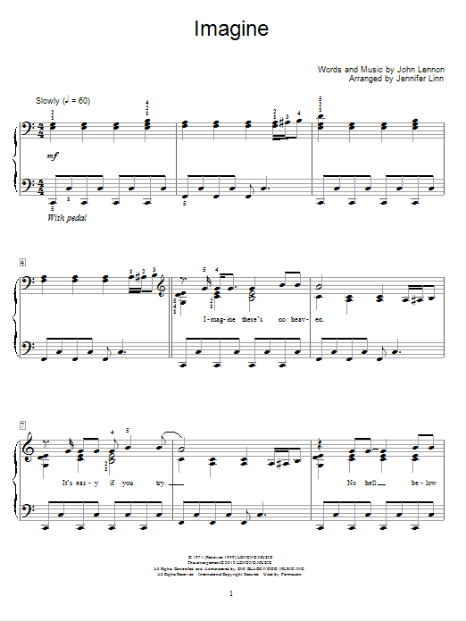 Jennifer Linn Imagine sheet music notes and chords arranged for Educational Piano