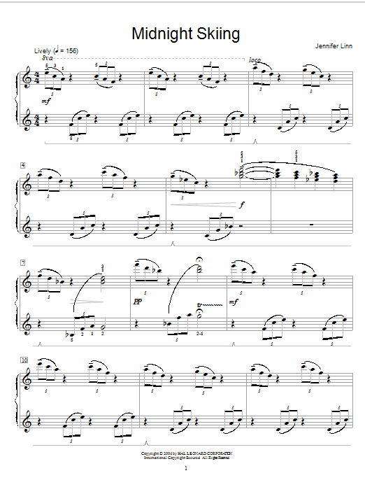 Jennifer Linn Midnight Skiing sheet music notes and chords arranged for Educational Piano