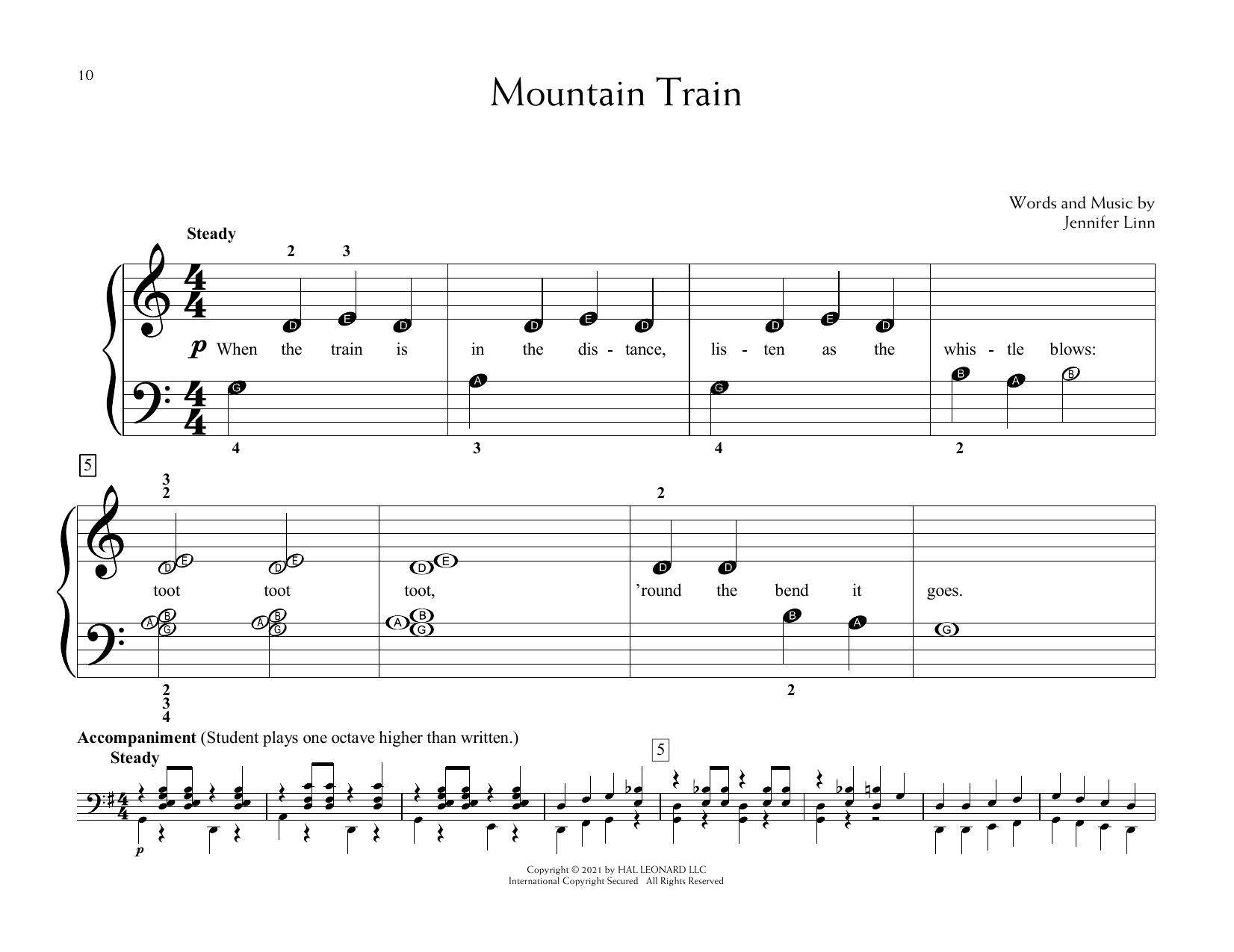 Jennifer Linn Mountain Train sheet music notes and chords arranged for Educational Piano