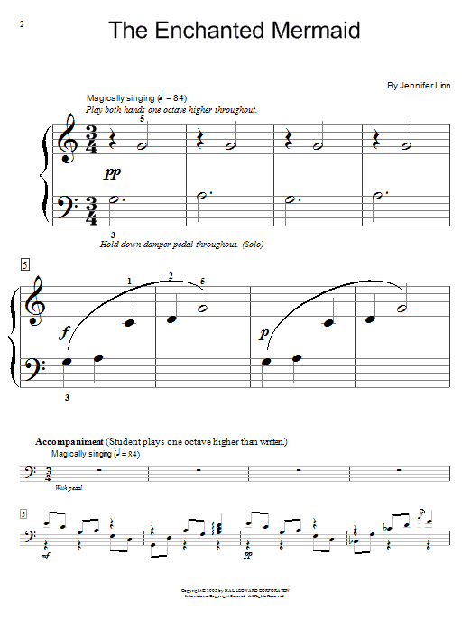 Jennifer Linn The Enchanted Mermaid sheet music notes and chords arranged for Educational Piano