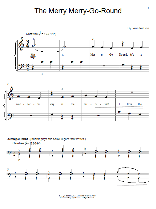 Jennifer Linn The Merry Merry-Go-Round sheet music notes and chords arranged for Educational Piano