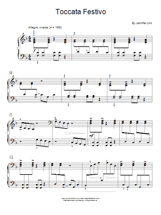 Jennifer Linn Toccata Festivo sheet music notes and chords arranged for Educational Piano