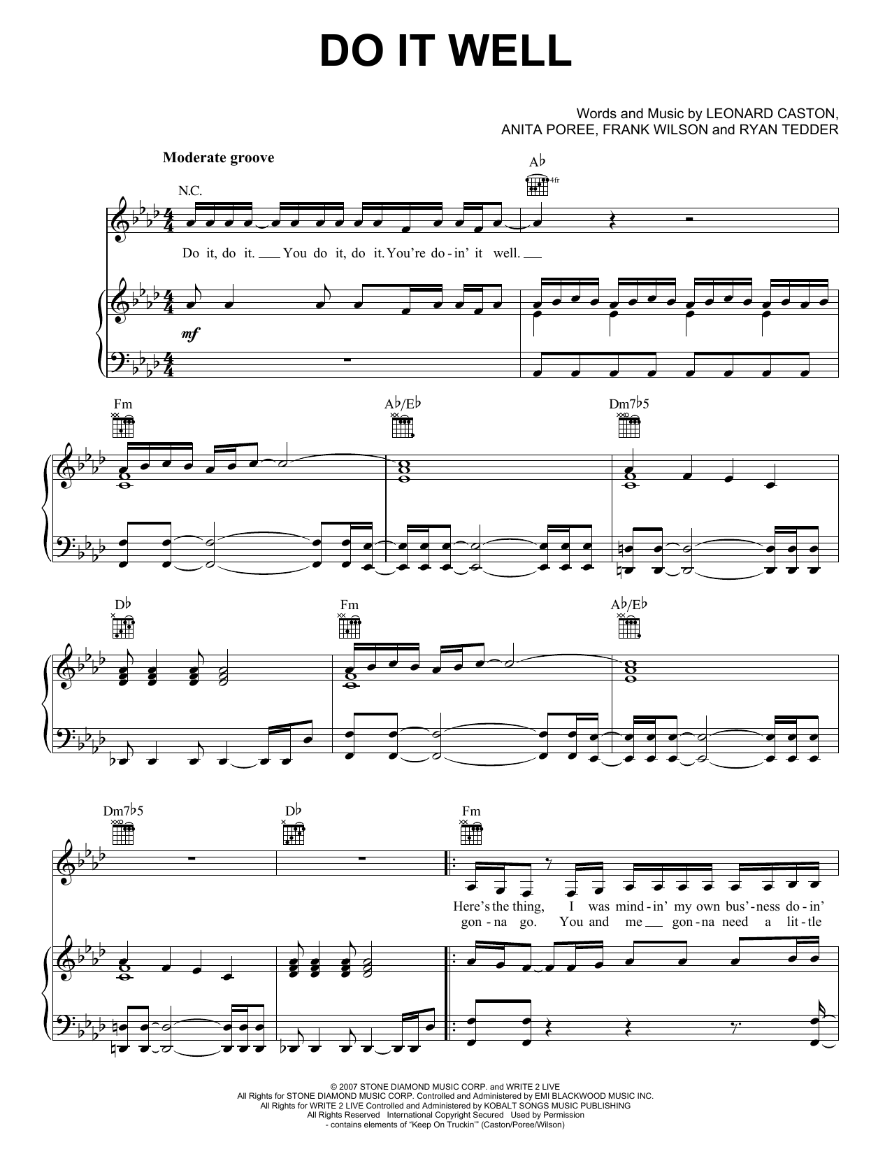 Jennifer Lopez Do It Well sheet music notes and chords arranged for Piano, Vocal & Guitar Chords (Right-Hand Melody)