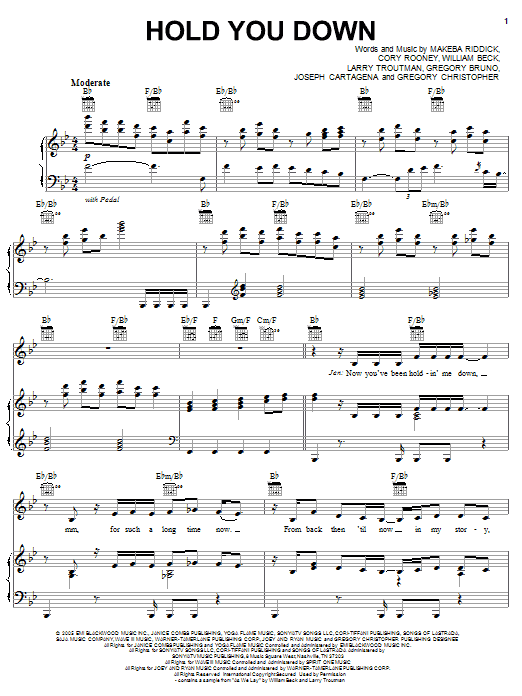 Jennifer Lopez featuring Fat Joe Hold You Down sheet music notes and chords arranged for Piano, Vocal & Guitar Chords (Right-Hand Melody)