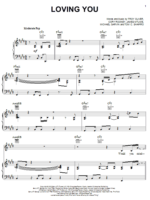 Jennifer Lopez Loving You sheet music notes and chords arranged for Piano, Vocal & Guitar Chords (Right-Hand Melody)