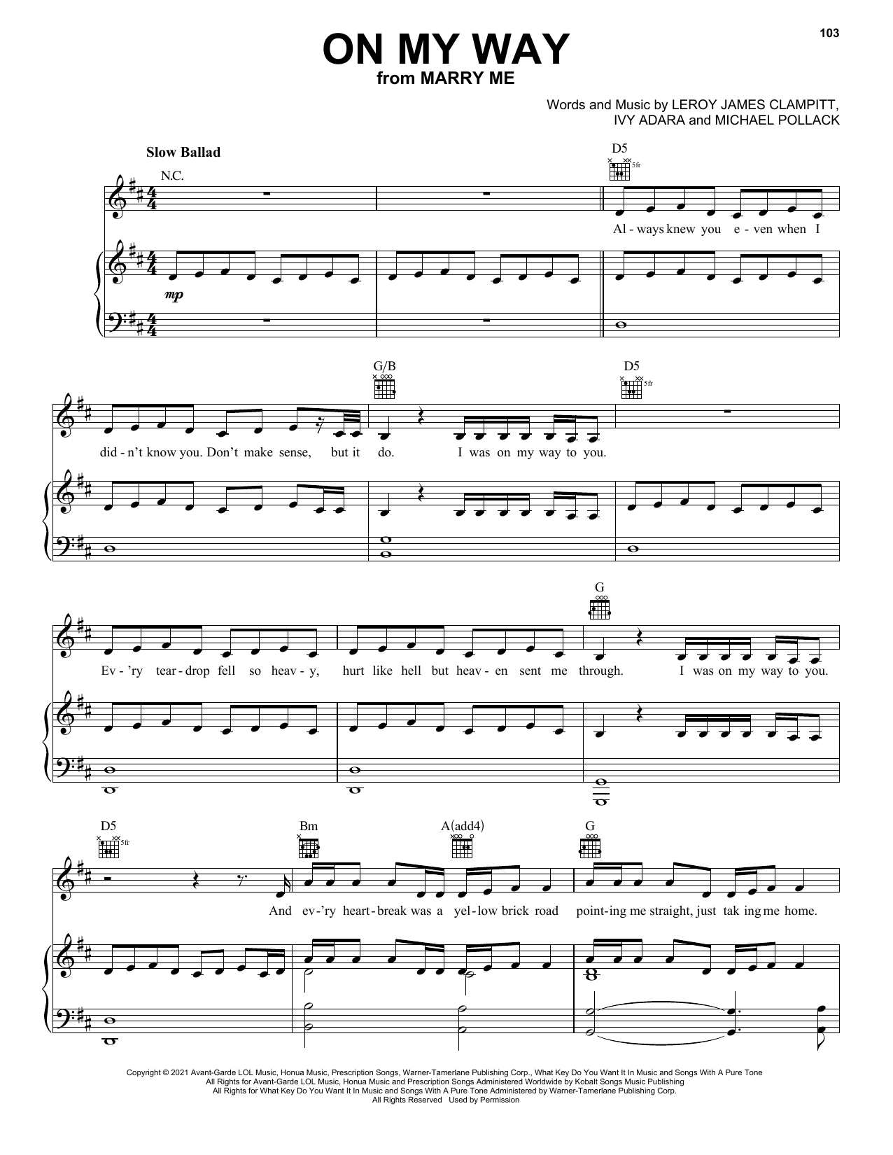 Jennifer Lopez On My Way (from Marry Me) sheet music notes and chords arranged for Ukulele