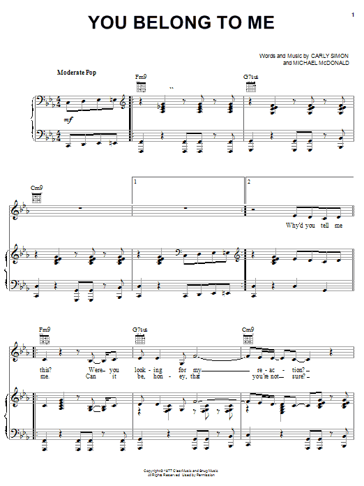 Jennifer Lopez You Belong To Me sheet music notes and chords arranged for Piano, Vocal & Guitar Chords (Right-Hand Melody)