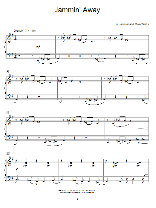 Jennifer Watts Jammin' Away sheet music notes and chords arranged for Educational Piano