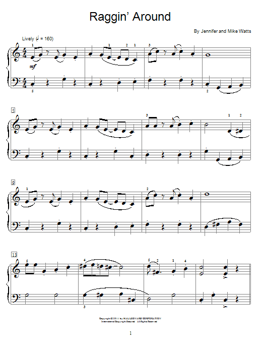 Jennifer Watts Raggin' Around sheet music notes and chords arranged for Educational Piano