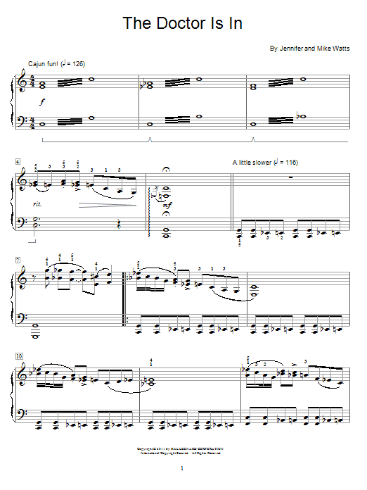 Jennifer Watts The Doctor Is In sheet music notes and chords arranged for Educational Piano