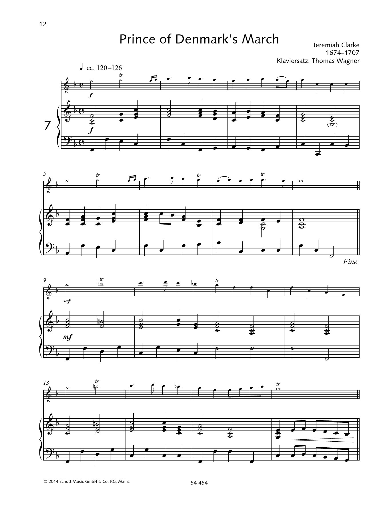 Jeremiah Clarke Prince of Denmark's March sheet music notes and chords arranged for Woodwind Solo