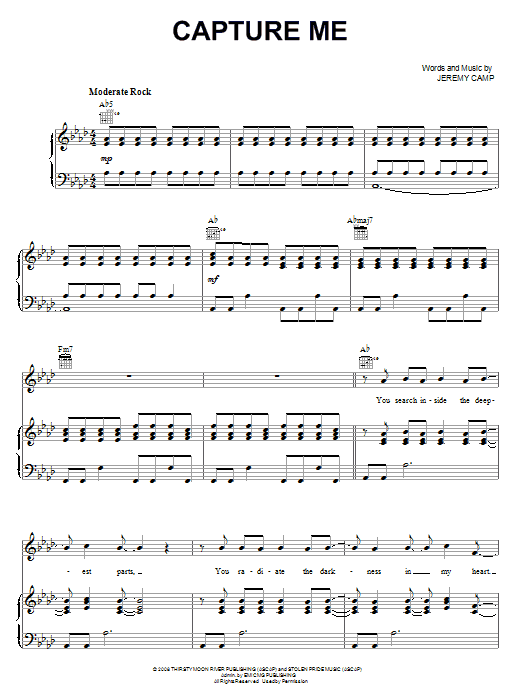 Jeremy Camp Capture Me sheet music notes and chords arranged for Piano, Vocal & Guitar Chords (Right-Hand Melody)