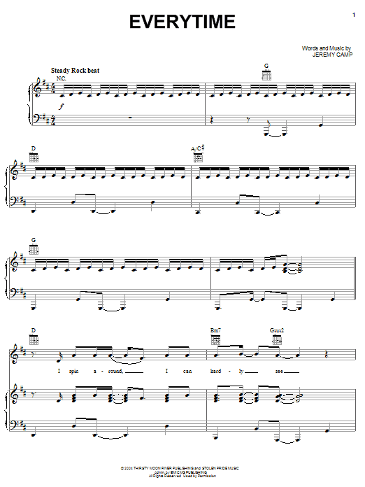 Jeremy Camp Everytime sheet music notes and chords arranged for Piano, Vocal & Guitar Chords (Right-Hand Melody)