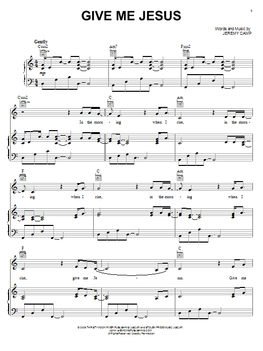 Jeremy Camp Give Me Jesus sheet music notes and chords arranged for Piano, Vocal & Guitar Chords (Right-Hand Melody)