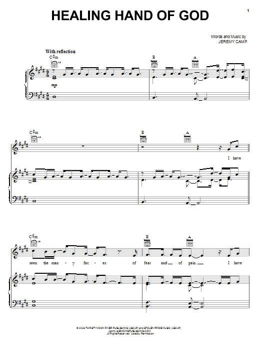 Jeremy Camp Healing Hand Of God sheet music notes and chords arranged for Easy Piano