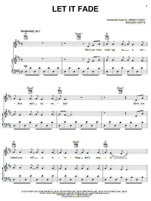 Jeremy Camp Let It Fade sheet music notes and chords arranged for Piano, Vocal & Guitar Chords (Right-Hand Melody)