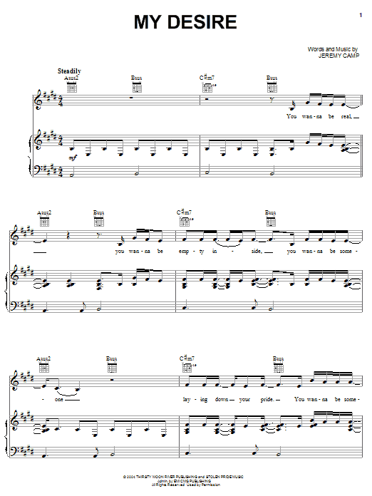 Jeremy Camp My Desire sheet music notes and chords arranged for Piano, Vocal & Guitar Chords (Right-Hand Melody)