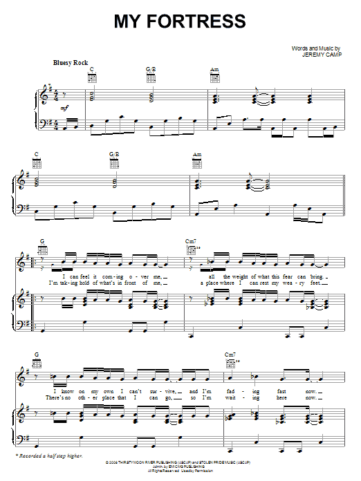Jeremy Camp My Fortress sheet music notes and chords arranged for Piano, Vocal & Guitar Chords (Right-Hand Melody)