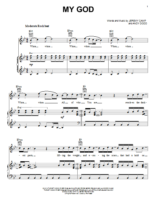 Jeremy Camp My God sheet music notes and chords arranged for Piano, Vocal & Guitar Chords (Right-Hand Melody)