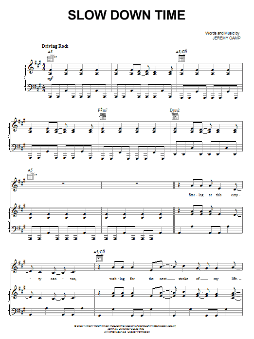 Jeremy Camp Slow Down Time sheet music notes and chords arranged for Piano, Vocal & Guitar Chords (Right-Hand Melody)