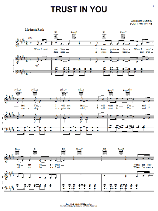 Jeremy Camp Trust In You sheet music notes and chords arranged for Piano, Vocal & Guitar Chords (Right-Hand Melody)