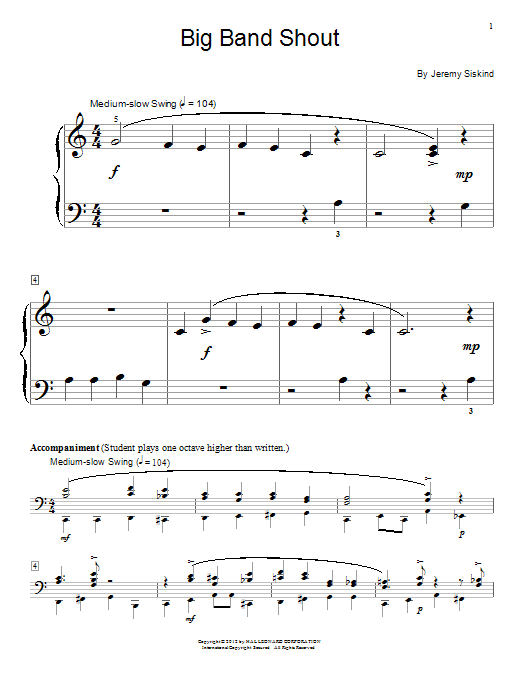 Jeremy Siskind Big Band Shout sheet music notes and chords arranged for Educational Piano