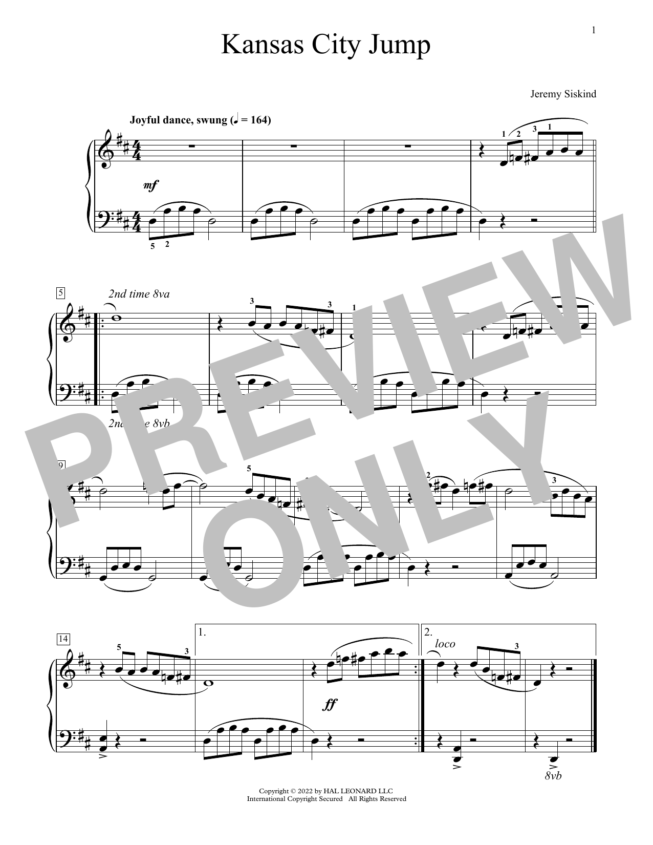 Jeremy Siskind Kansas City Jump sheet music notes and chords arranged for Educational Piano