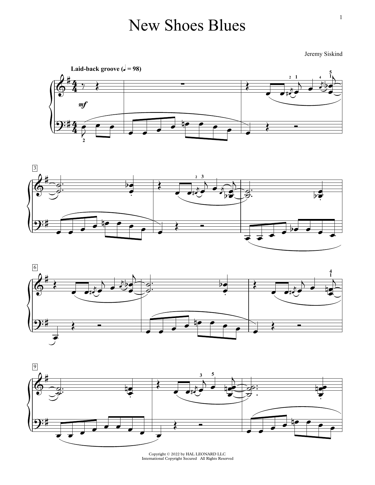 Jeremy Siskind New Shoes Blues sheet music notes and chords arranged for Educational Piano